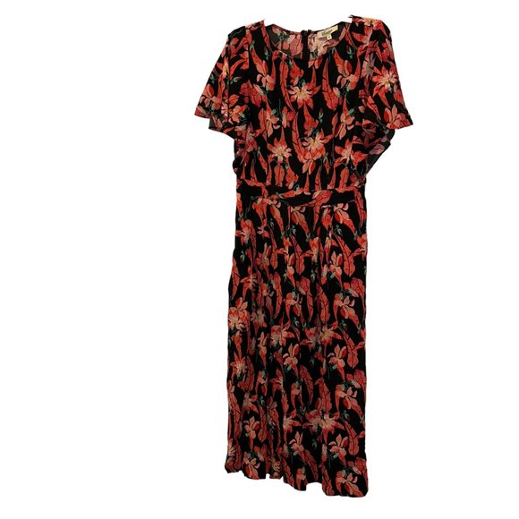 alice temperley coral lilly exquisite print flutter sleeve jumpsuit 8/12 - Picture 1 of 6